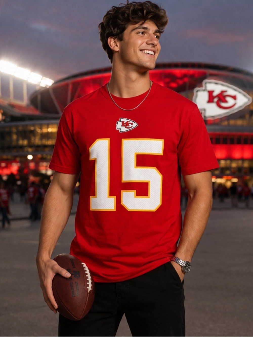 NIKE KANSAS CITY CHIEFS PATRICK MAHOMES 15 T SHIRT MEN MEDIUM NFL RED